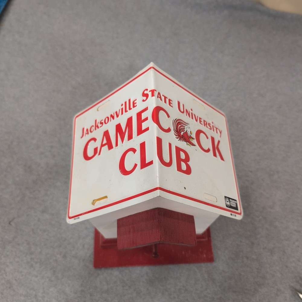 Jacksonville State University Gamecock Club License Plate Wooden Birdhouse Red‎ - Picture 3 of 7